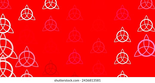 Light Red vector texture with religion symbols. Illustration with magical signs of spiritual power. Design for magic, spiritual events.