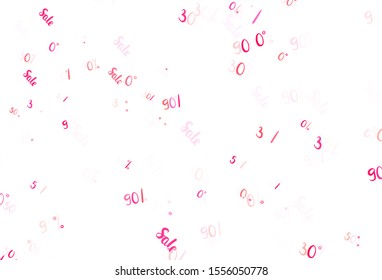 Light Red vector texture with selling prices 30, 50, 90 %. Shining colorful illustration with isolated selling prices. Template for season sales, shopping ads.