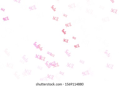 Light Red vector texture with selling prices 30, 50, 90 %. Shining colorful illustration with isolated selling prices. Backdrop for super sales on Black Friday.