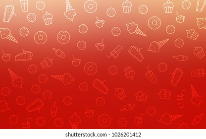 Light Red vector texture with sweets, candies. Beautiful colored illustration with candies in doodle style. Doodle design for your business advert of cafes.