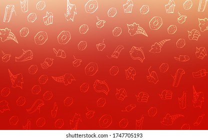 Light Red vector texture with sweets, candies. Beautiful colored illustration with candies in doodle style. Doodle design for your business advert of cafes.
