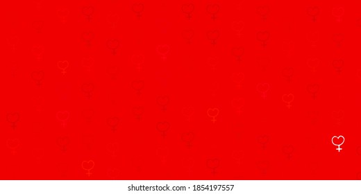 Light Red vector texture with women rights symbols. Illustration with signs of women strength and power. Simple design for your web site.