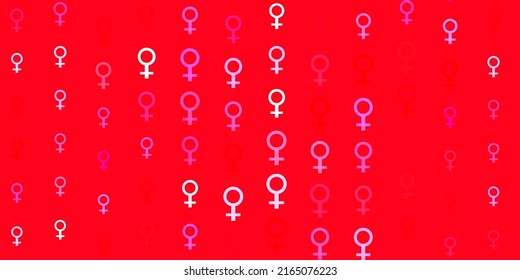Light Red vector texture with women rights symbols. Colorful feminism symbols with a gradient in modern style. Design for International Women Day.