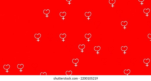 Light Red vector texture with women rights symbols. Abstract illustration with a depiction of women power. Elegant design for wallpapers.