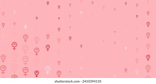 Light Red vector texture with women rights symbols. Colorful illustration with gradient feminism shapes. Simple design for your web site.