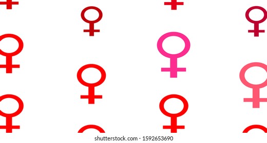 Light Red vector texture with women's rights symbols. Simple design in abstract style with women’s rights activism. Smart design for your apps.