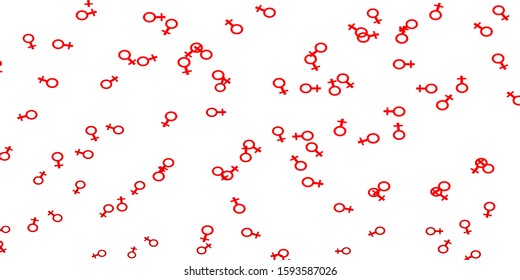 Light Red vector texture with women's rights symbols. Illustration with signs of women's strength and power. Base for your app design.