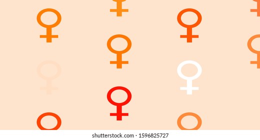 Light Red vector texture with women's rights symbols. Colorful feminism symbols with a gradient in modern style. New design for your web apps.