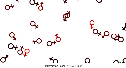 Light Red vector texture with women's rights symbols. Simple design in abstract style with women’s rights activism. Background for International Women’s Day.