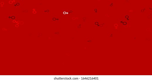 Light Red vector texture with women's rights symbols. Abstract illustration with a depiction of women's power. Background for cell phones.