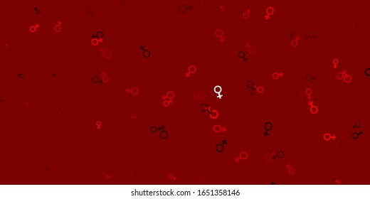Light Red vector texture with women's rights symbols. Colorful feminism symbols with a gradient in modern style. Elegant design for wallpapers.