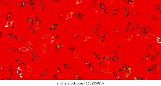 Light Red vector texture with women's rights symbols. Illustration with signs of women's strength and power. Background for International Women’s Day.