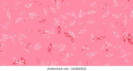 Light Red vector texture with women's rights symbols. Simple design in abstract style with women’s rights activism. Background for International Women’s Day.