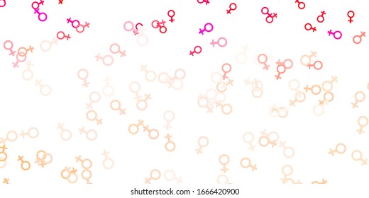 Light Red vector texture with women's rights symbols. Abstract illustration with a depiction of women's power. Simple design for your web site.