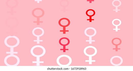 Light Red vector texture with women's rights symbols. Colorful feminism symbols with a gradient in modern style. New side for your design.