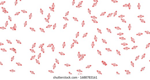Light Red vector texture with women's rights symbols. Colorful feminism symbols with a gradient in modern style. Simple design for your web site.