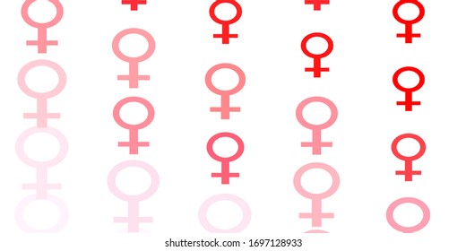 Light Red vector texture with women's rights symbols. Colorful feminism symbols with a gradient in modern style. New side for your design.