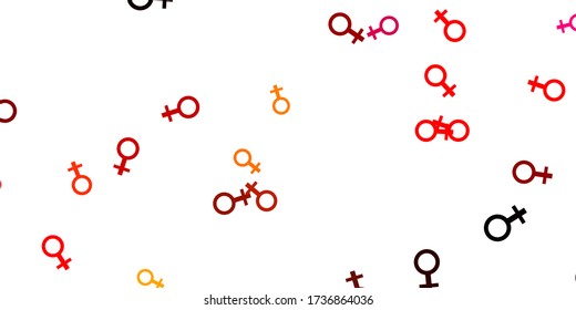 Light Red vector texture with women's rights symbols. Abstract illustration with a depiction of women's power. Simple design for your web site.