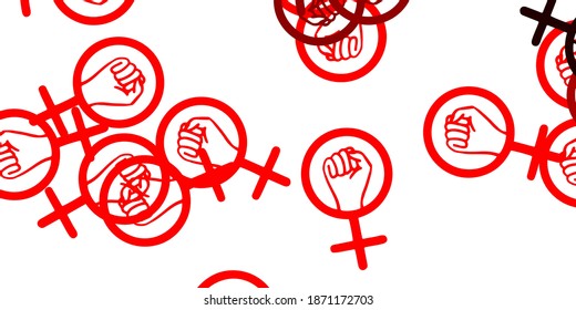 Light Red vector texture with women's rights symbols. Simple design in abstract style with women’s rights activism. Simple design for your web site.