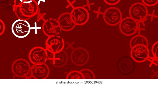 Light Red vector texture with women's rights symbols. Simple design in abstract style with women’s rights activism. Elegant design for wallpapers.