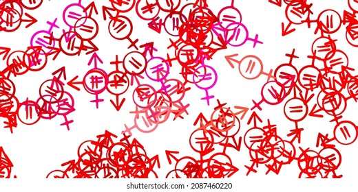 Light Red vector texture with women's rights symbols. Colorful illustration with gradient feminism shapes. Best design to show the power of women.