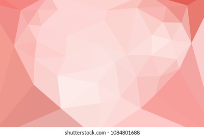 Light Red vector triangle mosaic texture with a heart in a centre. Illustration in halftone style with triangles. Best triangular design for your business.