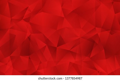 Light Red vector triangle mosaic template. Triangular geometric sample with gradient.  Polygonal design for your web site.