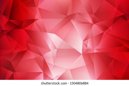 Light Red vector triangle mosaic template. Triangular geometric sample with gradient.  Pattern for a brand book's backdrop.