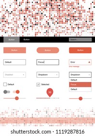 Light Red vector ui kit with dots. Simple Material Design Kit with colorful dots in header. Modern template for your landing page.