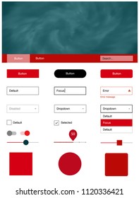 Light Red vector ui kit with clouds & stars. Web ui kit with abstract gradient clouds in its header. Modern template for your landing page.