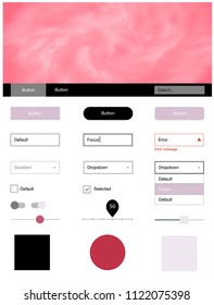 Light Red vector ui kit with clouds & stars. Decorative ui kit design in abstract style with colorful sky. Beautiful layout for websites, landing pages.