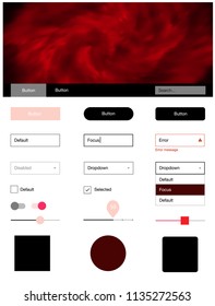 Light Red vector ui kit with clouds & stars. Colorful Style guide with stars on abstract background. Modern template for your landing page.