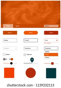 Light Red vector ui kit with clouds & stars. Web ui kit with abstract gradient clouds in its header. This template you can use for websites.