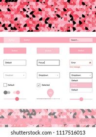 Light Red vector ui ux kit with circles. Modern Style guide with colorful gradient circles in its header. Beautiful layout for websites, landing pages.
