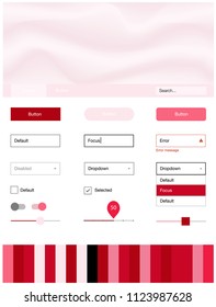 Light Red vector ui ux kit with lines, ovals. Creative illustration in halftone marble style with gradient. This template you can use for websites.