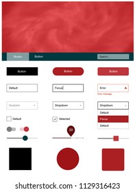 Light Red vector ui ux kit with space stars. Colorful Style guide with stars on abstract background. Modern template for your landing page.