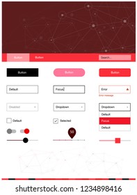 Light Red vector ui ux kit in triangular style with circles. Colorful ui/ux kit with triangles, circles in header. This sample is for your landing page.