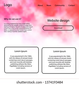 Light Red vector ui ux kit with space stars. Colorful ui/ux kit with header consisted of clouds & stars. Beautiful layout for websites, landing pages.