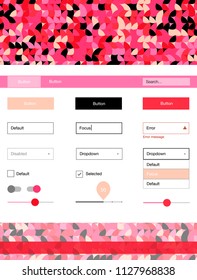 Light Red vector web ui kit with spheres. Colorful ui/ux kit with header consisted of spheres. Beautiful layout for websites, landing pages.