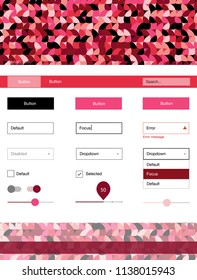Light Red vector web ui kit with spheres. Colorful ui/ux kit with header consisted of spheres. This template you can use for websites.