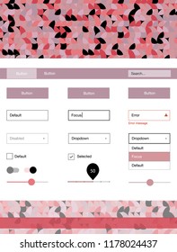 Light Red vector web ui kit with spheres. Beautiful ui ux kit with colorful dots in its header. This template you can use for websites.