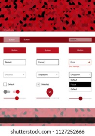 Light Red vector wireframe kit with dots. Beautiful ui ux kit with colorful dots in its header. Simple colorful design for websites.