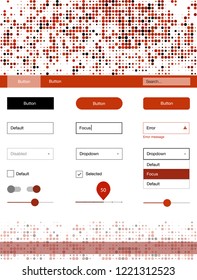 Light Red vector wireframe kit with dots. Simple Material Design Kit with colorful dots in header. Modern template for your landing page.