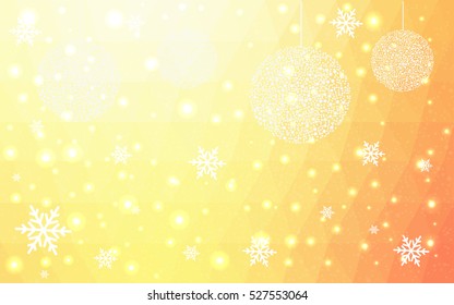 Light Red Yellow christmas postcard low polygon background. Vector illustration consisting of triangles. Abstract triangular polygonal origami or crystal design of New Year celebration.