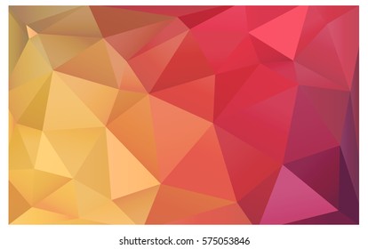 Light Red Yellow polygonal illustration, which consist of triangles. Triangular pattern for your business design. Geometric background in Origami style with gradient. 