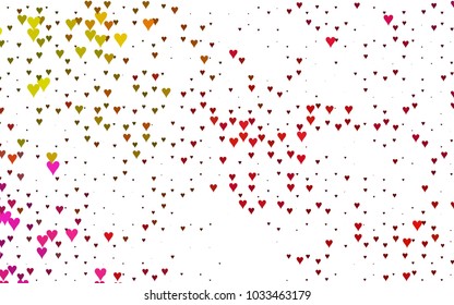 Light Red, Yellow vector abstract lovely pattern with Hearts on white background. Happy Valentine's Day Greeting Card with small hearts. Stock template for your romantic ad, leaflet, banner.
