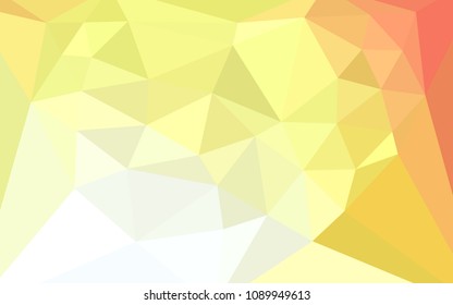 Light Red, Yellow vector abstract polygonal background with a heart in a centre. Modern abstract illustration with triangles. Best triangular design for your business.