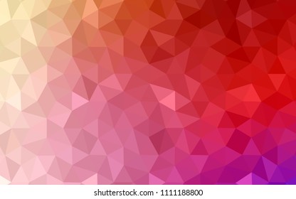 Light Red, Yellow vector abstract mosaic pattern. Triangular geometric sample with gradient.  Completely new template for your banner.