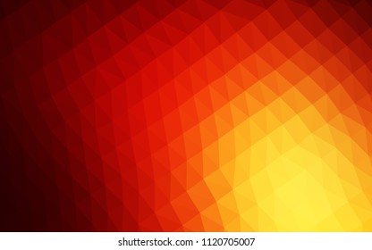 Light Red, Yellow vector abstract polygonal texture. Triangular geometric sample with gradient.  A new texture for your design.