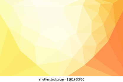Light Red, Yellow vector abstract mosaic background with a heart in a centre. Shining colorful illustration with triangles. Brand new design for your business.